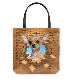 Chihuahua 2 In Brick Hole-Cloth Tote Bag