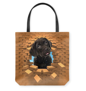 Chocolate Labrador In Brick Hole-Cloth Tote Bag