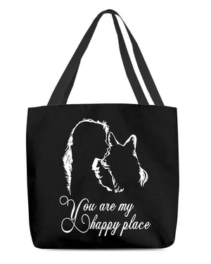 Corgi You Are My Happy Place-Cloth Tote Bag