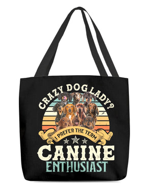 Dachshund-Crazy Dog Lady Cloth Tote Bag