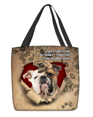 English Bulldog-Torn Cloth Tote Bag
