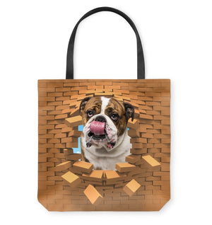English Bulldog 2 In Brick Hole-Cloth Tote Bag