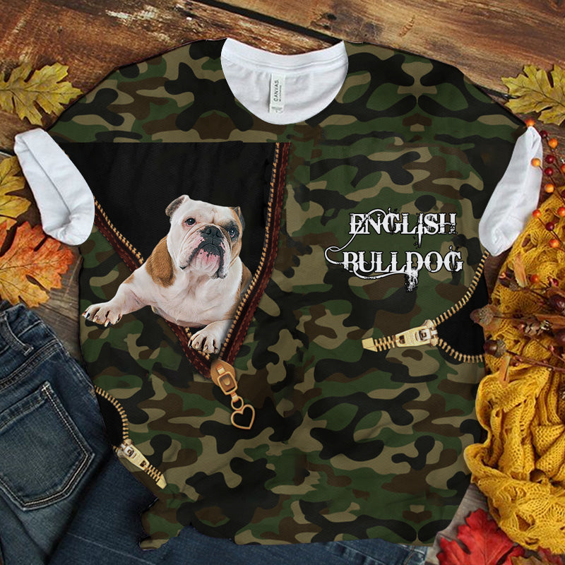 English Bulldog Camo T-shirt