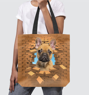 French Bulldog 5 In Brick Hole-Cloth Tote Bag