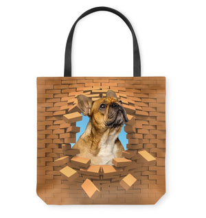 French Bulldog In Brick Hole-Cloth Tote Bag
