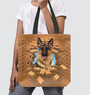 German Shepherd 4 In Brick Hole-Cloth Tote Bag