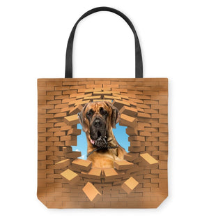 Great Dane In Brick Hole-Cloth Tote Bag