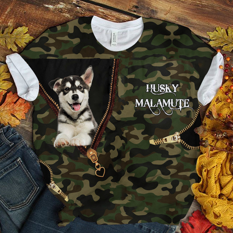 Husky Malamute Camo T-shirt