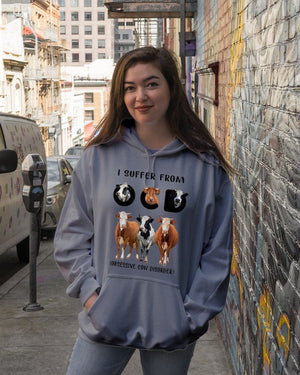 I Suffer From-Cow-Hooded Sweatshirt