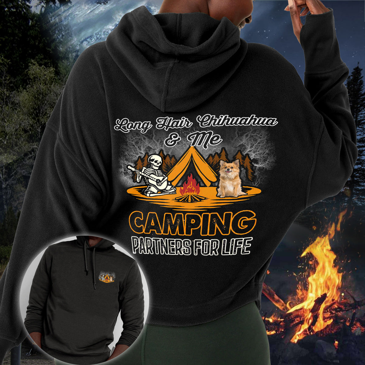 Long Hair Chihuahua Camping Partners-Hoodie