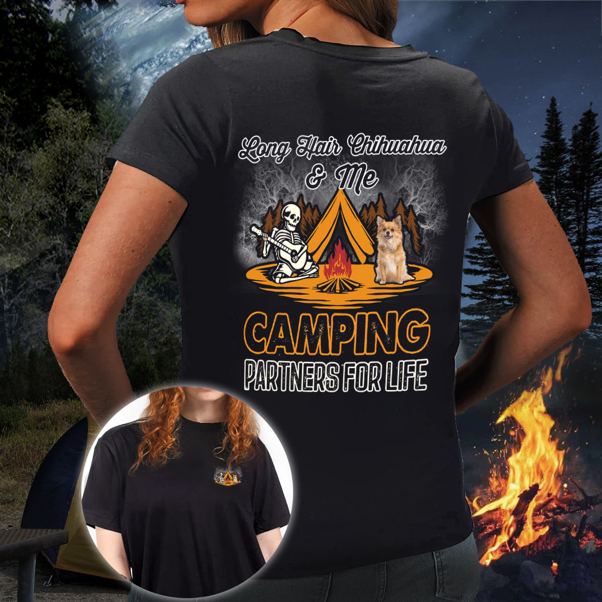 Long Hair Chihuahua Camping Partners T-shirt
