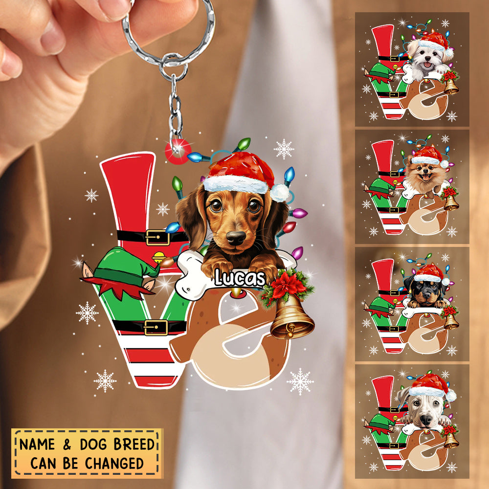 Personalized Love Christmas Dog Acrylic Keychain