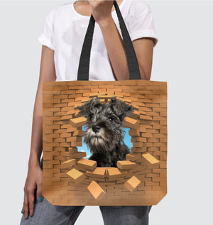 Miniature Schnauzer In Brick Hole-Cloth Tote Bag