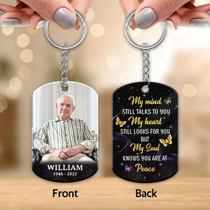 My Mind Still Talks To You Butterfly Memorial Personalized Stainless Steel Keychain