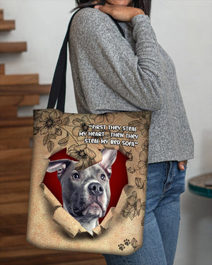 Pitbull Dog-Torn Cloth Tote Bag