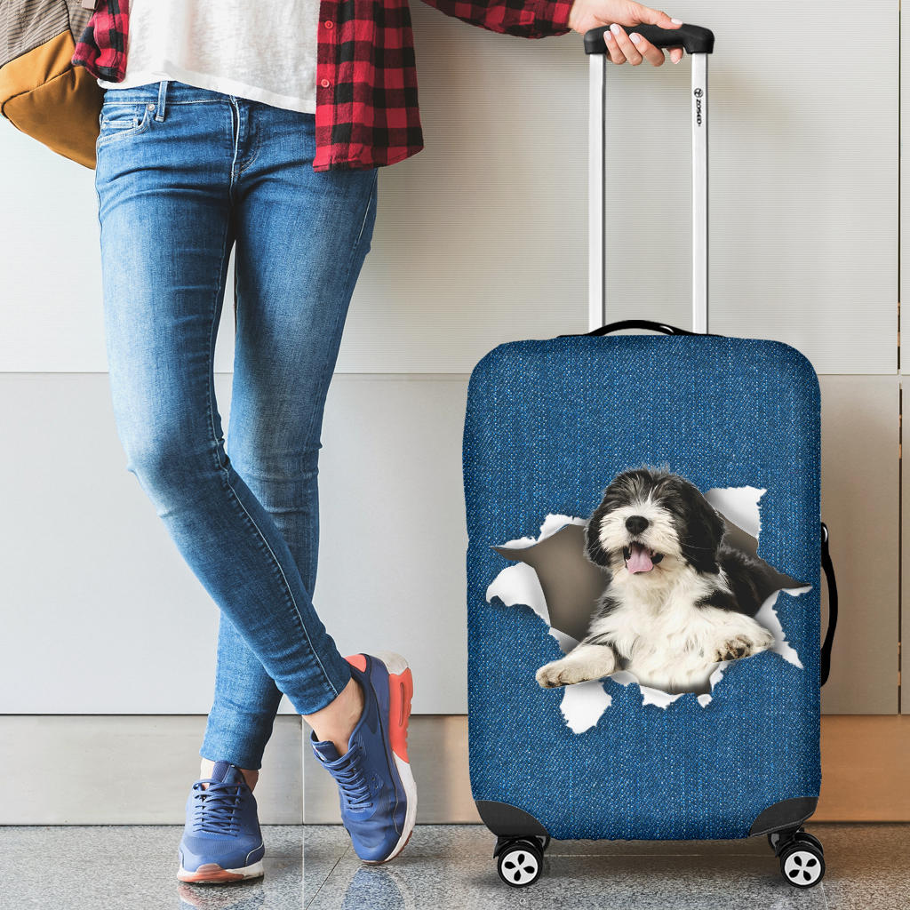 Polish Lowland Sheepdog-Torn Paper Luggage Covers