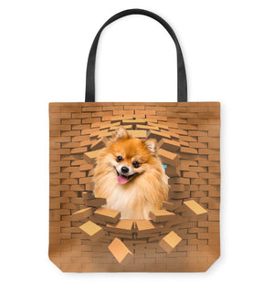 Pomeranian In Brick Hole-Cloth Tote Bag