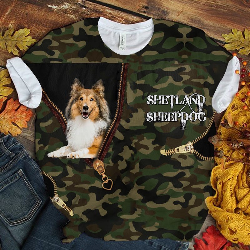 Shetland Sheepdog Camo T-shirt