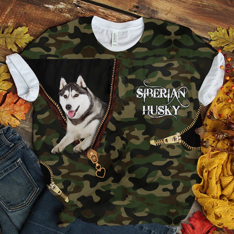 Siberian Husky Camo T-shirt