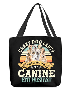Soft coated Wheaten Terrier-Crazy Dog Lady Cloth Tote Bag