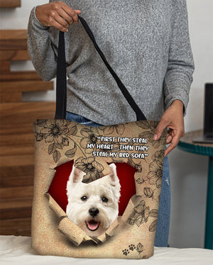 West Highland White Terrier-Torn Cloth Tote Bag