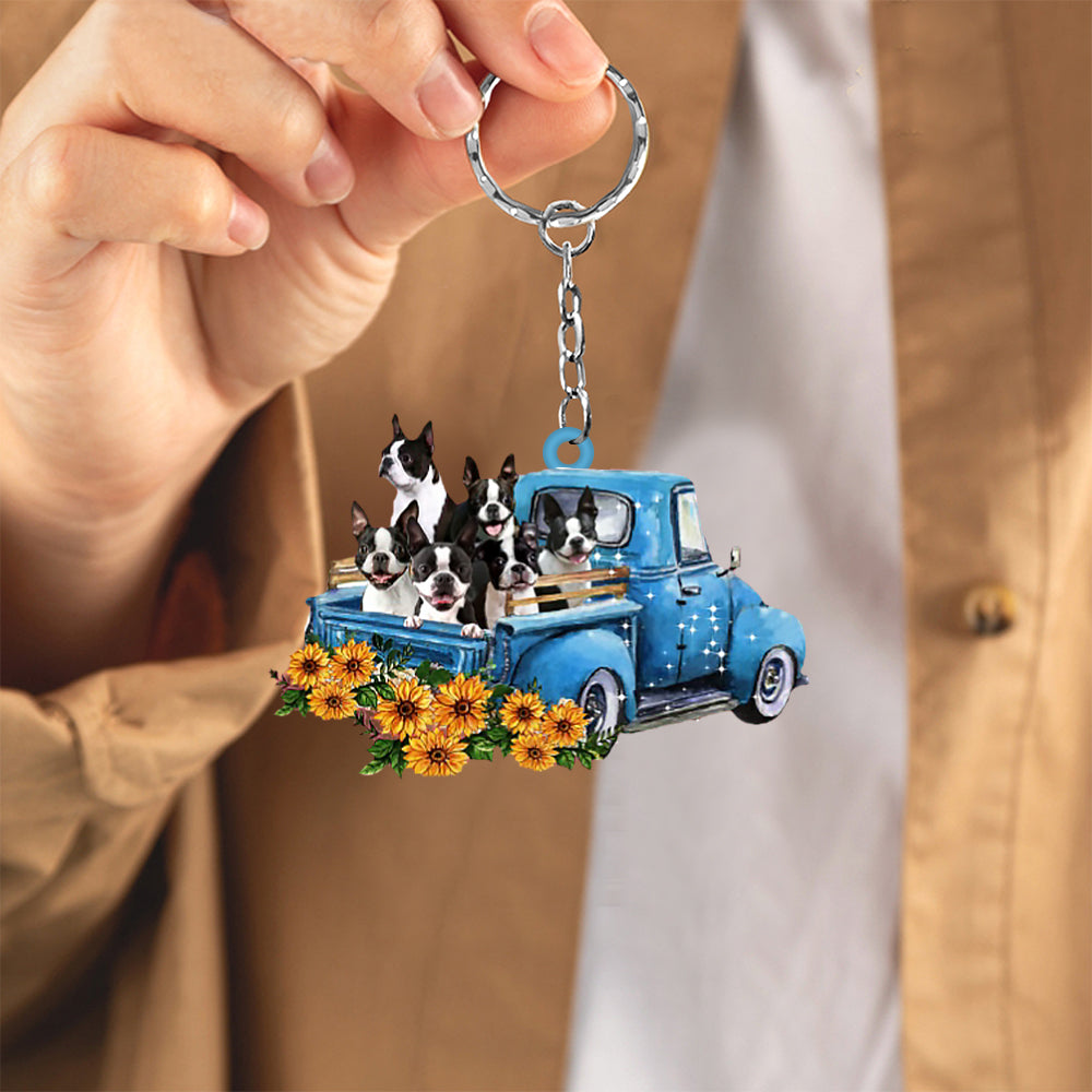 With Boston Terrier Take The Trip Keychain