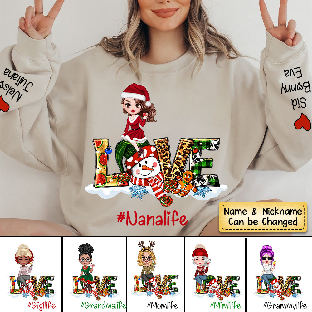 Personalized Christmas Love Grandma Life Doll Sweatshirt