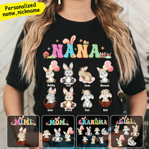 Personalized Easter Cute Bunny Pure Cotton T-Shirt Gift for Grandma