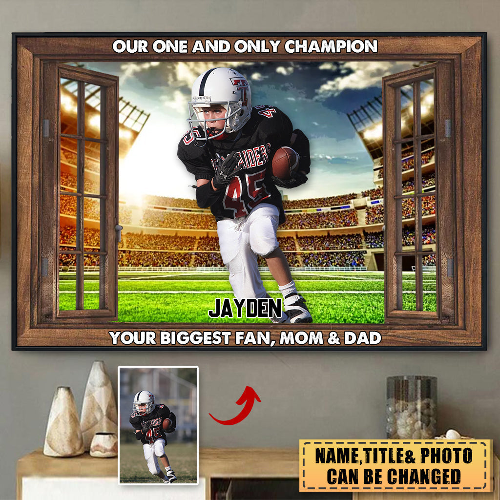 Personalized American Football To My Son/Grandson-Our One and Only Champion Custom Poster