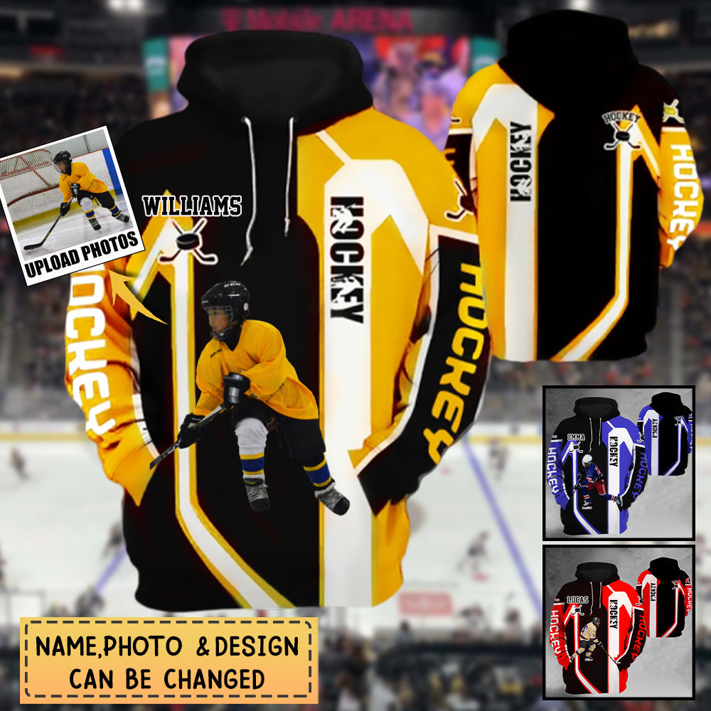 Personalized Hockey Player Multicolor 3d All Over Print Hoodie