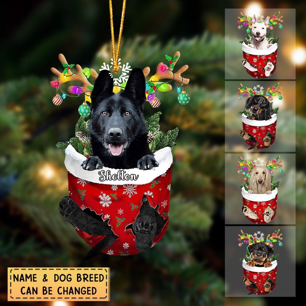 Personalized Dog In Christmas Snow Pocket  Acrylic Ornament