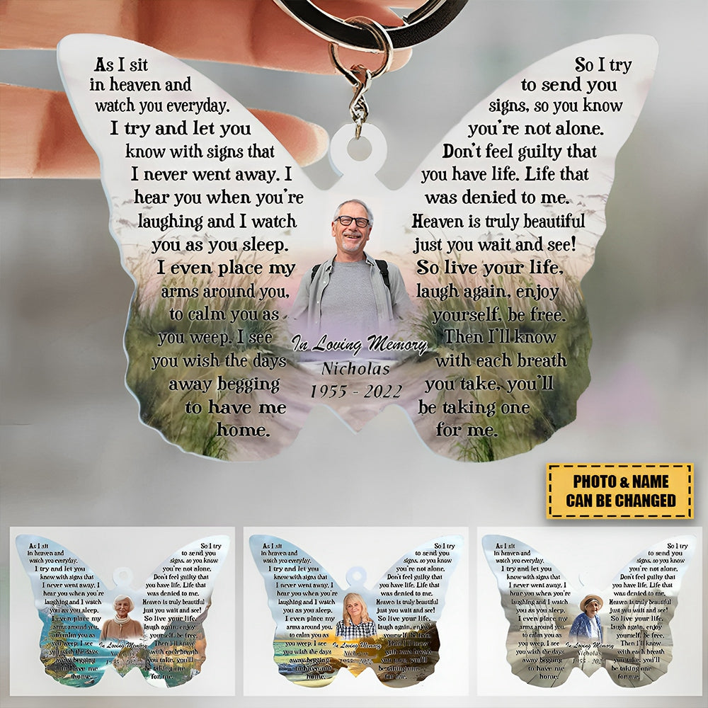 As I Sit In Heaven Custom Photo - Personalized Acrylic Keychain